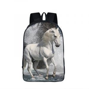 Segregator z białym koniem w wodzie - plecak z koniem
